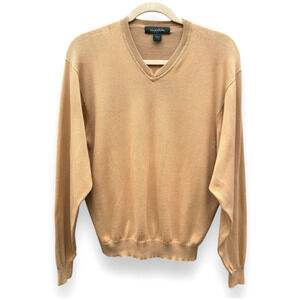 Vintage Brooks Brothers Golf V-Neck Sweater Men L Gold Preppy Academia Heritage